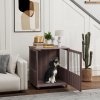 PawHut Dog Crate Furniture End Table, Pet Kennel for Small Dogs with Magnetic Door Indoor Animal Cage, Grey, 60 x 55 x 70 cm, Purple