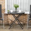 Outsunny Foldable Garden Dining Table, Round Outdoor Table with HDPE Tabletop and Steel Frame for Patio and Garden, Dark Grey