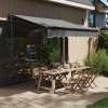 Outsunny 2.5 x 2m Electric Awning with Remote Controller, Aluminium Frame DIY Retractable Awning, UV30+ Sun Shade Canopy for Garden Patio Deck Door Window, Dark Grey