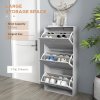 HOMCOM Narrow Shoe Cabinet, Slim Shoe Storage Cabinet with 3 Flip Drawers, 12 Pair of Shoes Organizer Hallway Entryway