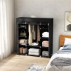 HOMCOM Portable Wardrobe, Foldable Fabric Wardrobe, 150 x 43 x 162.5cm, Clothes Storage Organiser with Hanging Rail, Shelves, Fabric Cover for Bedroom, Black