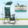 Outsunny Zero Gravity Lounger Chair Set of 2, Folding Reclining Patio Chair with Shade Cover, Padded Seat, Cup Holder, Soft Cushion and Headrest for Poolside, Camping, Green