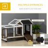 PawHut Wooden Rabbit Hutch with Wheels, Guinea Pig Cage, Small Animal House for Outdoor & Indoor with Slide-out Tray, 108 x 58 x 73.5cm, Brown
