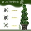 HOMCOM Set of 2 Decorative Artificial Plants Topiary Spiral Boxwood Trees in Pot, Fake Plants for Home Indoor Outdoor Decor, 90cm
