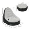 Outsunny Inflatable Chair and Footstool, Inflatable Sofa Lounger with Soft Plush Fabric and Cup Holder, for Camping, Gaming, Reading and Movie Watching, Grey