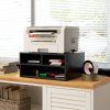 HOMCOM Desktop Printer Stand with Storage, 2-Tier Desk Organizer with 3 Open Compartments for Home Office, Black
