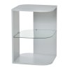 HOMCOM Modern Side Table Three Layer Bedside Table Nightstand with 2 Storage Shelves, for Living room, Bedroom
