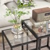 HOMCOM Nesting Tables Set of 2, Side End Table with Tempered Glass Top and Steel Frame for Living Room, Bedroom, Black