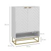 HOMCOM Shoe Cabinet, 12 Pairs Shoe Storage Cabinet with 2 Chevron Doors, Adjustable Shelf, Open Shelf and 6 Vents for Entryway, Hallway, White