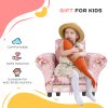 AIYAPLAY Kids Armchair with Stool, 2 Piece Kids Sofa Set with Unicorn Design, Wooden Frame, Upholstered Kids Chair for Bedroom, Playroom, Kid Room, for 1.5-3 Years Old, Pink
