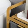 HOMCOM Bamboo Laundry Basket, Laundry Hamper with Shelf, 2 Pull-out Bags for Bedroom, Bathroom, Laundry Room, 64 x 33 x 73 cm, Grey