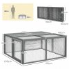 PawHut Rabbit Hutch, Folding Portable Wooden Rabbit Run with Openable Top, for 2-3 Rabbits, Guinea Pig Run for Outdoor, Garden - Grey