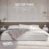 HOMCOM Floating Bedside Table Set of 2 Wall Mounted Nightstand with Storage Drawer and Open Shelf for Bedroom, High Gloss White