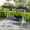 Outsunny 3 Seater Bench Pad, Garden Chair Cushion with Back and Ties for Indoor and Outdoor Use, 98 x 150 cm, Black