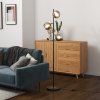 HOMCOM 3-Light Floor Lamp for Living Room with Glass Global Lampshade, Modern Standing Lamp for Bedroom, Bulb not Included, Grey