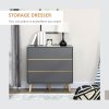 HOMCOM Chest of Drawers, 3-Drawer Storage Cabinet Organiser with Wood Legs for Bedroom, Living Room, Dark Grey