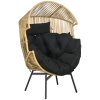 Outsunny Garden Egg Chair with 14cm Thick Seat Cushion, PE Rattan Leisure Chair with Comfortable Headrest, Adjustable Feet, Steel Frame, Sand