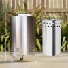 Outsunny Smokeless Fire Pit, 16 x 16 cm Stainless Steel Portable Wood Burning Firepit with Poker, Wood or Pellet Fuelled Tabletop Fire Pit for Garden Camping Bonfire Party, Silver Tone