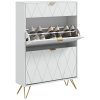 HOMCOM Narrow Shoe Cabinet, Slim Shoe Storage Cabinet with Adjustable Shelves for 12 Pairs of Shoes, White