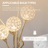 HOMCOM 5-Light Upright Floor Lamps for Living Room with Lampshade, Modern Standing Lamp for Bedroom, Bulb not Included, Silver
