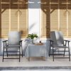 Outsunny Folding Garden Chairs Set of 2, PE Rattan Garden Dining Chairs with Armrests, High Back and Steel Frame, Weather Resistant Outdoor Dining Furniture for Patio, Balcony, Grey