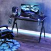 HOMCOM RGB 120 x 66cm Gaming Desk, Computer Table with Carbon Fibre Surface, Headphone Hook, Cup Holder, Controller Rack, Home Office Desk