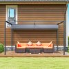 Outsunny 4 x 3(m) Metal Outdoor Pergola with Retractable Roof, Outdoor Gazebo with Drainage Holes for Garden, Patio, Lawn, Grey