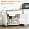HOMCOM Kitchen Island Utility Cart, with 2 Storage Drawers & Cabinets for Dining Room, White