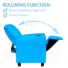 HOMCOM Kids Recliner, PU Leather Kids Armchair, Child Chair, Toddler Armchair with Adjustable Backrest, Footrest, Padded Headrest, Cup Holder, Blue