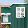 Outsunny 8.5 x 6ft Storage Shed Galvanised Steel Garden Shed, Metal Shed with Foundation Kit, Window, Lockable Wide Doors and Air Vents for Outdoor Patio, Green
