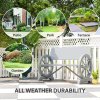 Outsunny Wooden Garden Bench, 2 Seater Outdoor Bench Outdoor with Wagon Wheel Armrests and High Back, Grey
