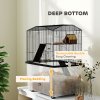 PawHut Hamster Cage, Gerbil Cage 3 Tier with Wheels, Deep Bottom, Ramps, Food Dish, Water Bottle, for Dwarf, Syrian, 57 x 43 x 74cm - Black