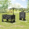 Outsunny 90L Festival Trolley on Wheels, Folding Camping Trolley Cart with Adjustable Handle, Portable for Outdoor, Garden, Shopping, Fishing, Black