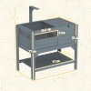 PawHut Tortoise House w/ Shelf, Small Pet Reptile Wooden House w/ Hide Shelter Den and Run, Lamp Holder, Tray, for Indoors, Outdoors - Grey