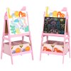 AIYAPLAY Kids Easel, 2 in1 Easel for Toddlers with Whiteboard, Chalkboard, Storage Boxes, Double Sided Easel, for Ages 3-8 Years, Pink