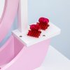 ZONEKIZ Kids Dressing Table, Kids Vanity Set, Girl Makeup Desk w/ Mirror, Stool, Drawer, for Ages 3-6 Years - Pink