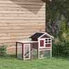 PawHut Rabbit Hutch Outdoor Wooden Guinea Pig Hutch Rabbit Run Bunny Cage Small Animal House Pull-Out Tray, Brown, 122 x 62.6 x 92 cm