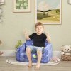 AIYAPLAY Kids Sofa Bed, 2 in 1 Kids Folding Bed Toddler Armchair with Glow in The Dark Cosmic Design, Washable Cushion and Cover, Convertible Kid Chair to Lounger for 1.5-3 Years Old, 1 Seater, Blue