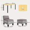Outsunny 7-Piece Rattan Garden Dining Set, 6 Seater Wicker Garden Furniture Set with Seat and Back Cushions, Umbrella Hole, Patio Table and Chairs with Slatted Metal Top Table for Balcony, Grey