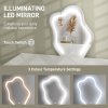 HOMCOM LED Lighted Dressing Table with Leaf Shape Mirror, Modern Vanity Desk with 5 Drawers, Makeup Desk with Fluted Panels, White