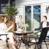 Outsunny Folding Garden Chairs Set of 4, PE Rattan Garden Dining Chairs with Armrests, High Back and Steel Frame, Weather Resistant Outdoor Dining Furniture for Patio, Balcony, Black