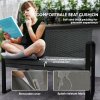 Outsunny 2 Seater Rattan Garden Bench, Outdoor Bench with Cushion, PE Wicker Garden Loveseat with Armrests, Galvanised Steel Frame for Patio, Park, Dark Grey