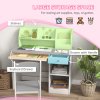 ZONEKIZ Kids Desk and Chair Set with Storage, for Ages 5-8 Years, 2 Piece Children Table and Chair Set with Keyboard Drawer, Grey