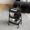 HOMCOM 3-Tier Storage Trolley on Wheels, Rolling Utility Cart with Handles, Mobile Kitchen Storage Cart for Living Room, Dining Room, Bedroom, Bathroom