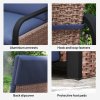 Outsunny Rattan Garden Recliner Chair, Reclining Rattan Chair with Adjustable Backrest and Footrest, Outdoor Lounge Sun Lounger with Cushion, Side Tray and Aluminium Armrests, Brown/Blue