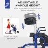 HOMCOM 2 in 1 Wheelchair Transport Chair & Folding Rollator Walker with Seat, Backrest, Footrest, Lightweight Walking Frame with Bag, Adjustable Height, 4 Wheeled Walker for Seniors