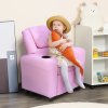 HOMCOM Kids Recliner, PU Leather Kids Armchair, Child Chair, Toddler Armchair with Adjustable Backrest, Footrest, Padded Headrest, Cup Holder, Pink