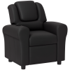 HOMCOM Kids Recliner, PU Leather Kids Armchair, Child Chair, Toddler Armchair with Adjustable Backrest, Footrest, Padded Headrest, Cup Holder, Black
