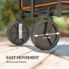 Outsunny 160L Festival Trolley on Wheels, Folding Camping Trolley Cart w/ Tailgate, 100kg Heavy Duty Garden Collapsible Folding Wagon w/Adjustable Handle, Carry Bag for Beach Picnic, Black and Orange
