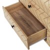 HOMCOM Bedroom Chest of Drawers, 6 Drawer Dresser, Sideboard Cabinet with Zigzag Design and Metal Base, Storage Drawer Unit, 120x71cm, Natural